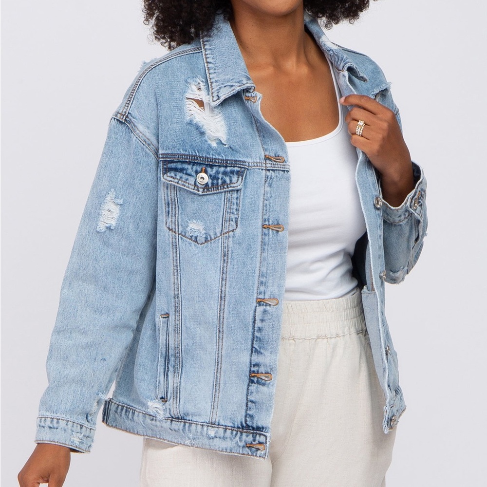Old Navy Distressed Light Denim Jacket